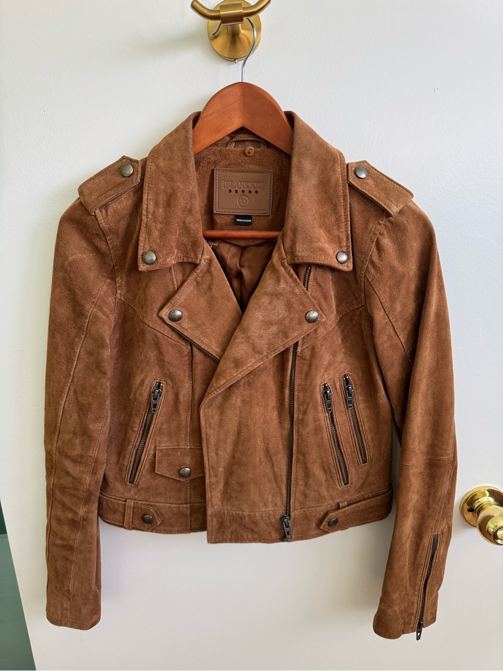 Blank NYC Chestnut Brown Suede Moto Jacket XS, IMPECCABLE CONDITION